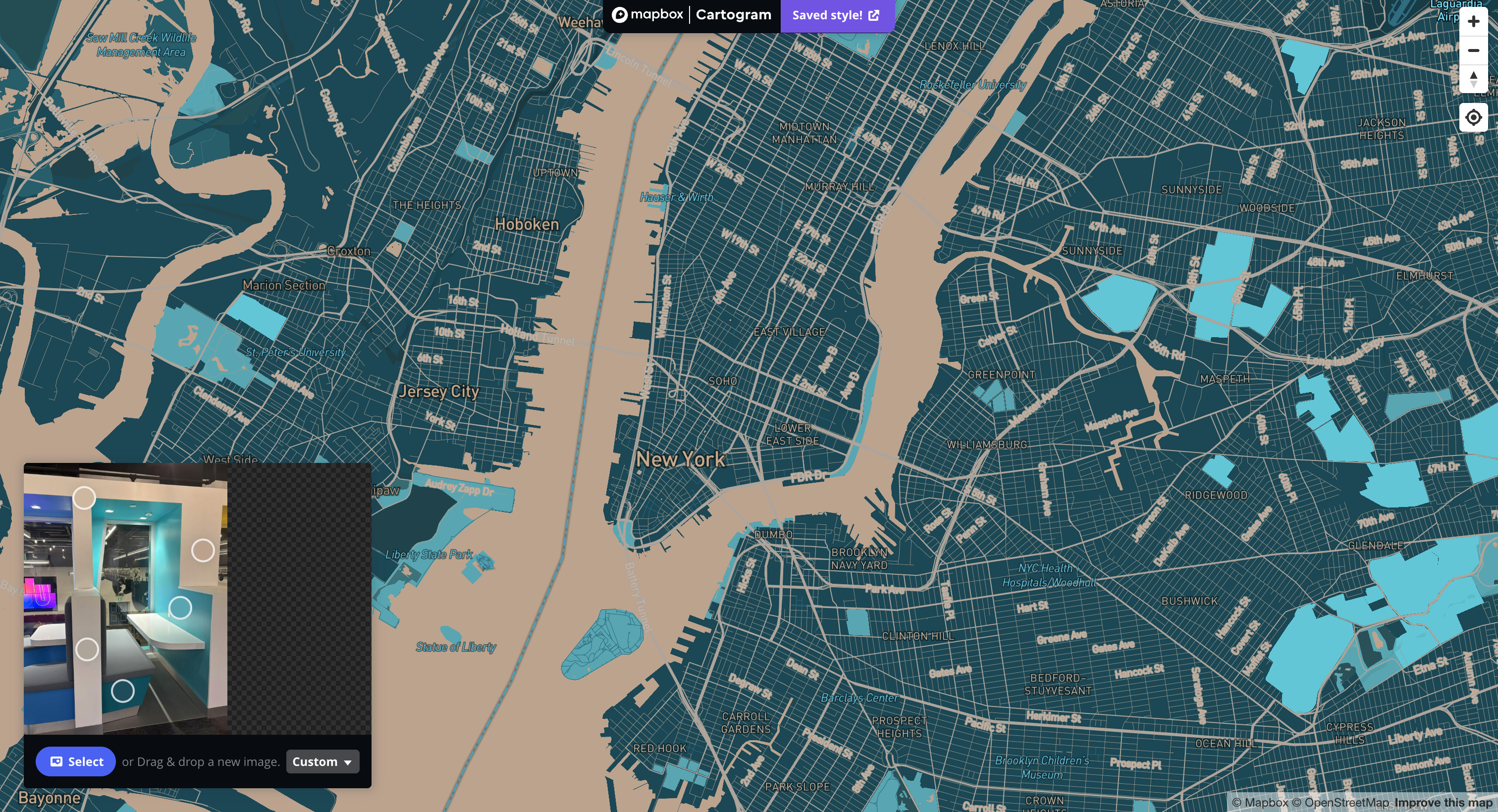 The image used is from Mapbox styling Informed by Spatial Workshop 1