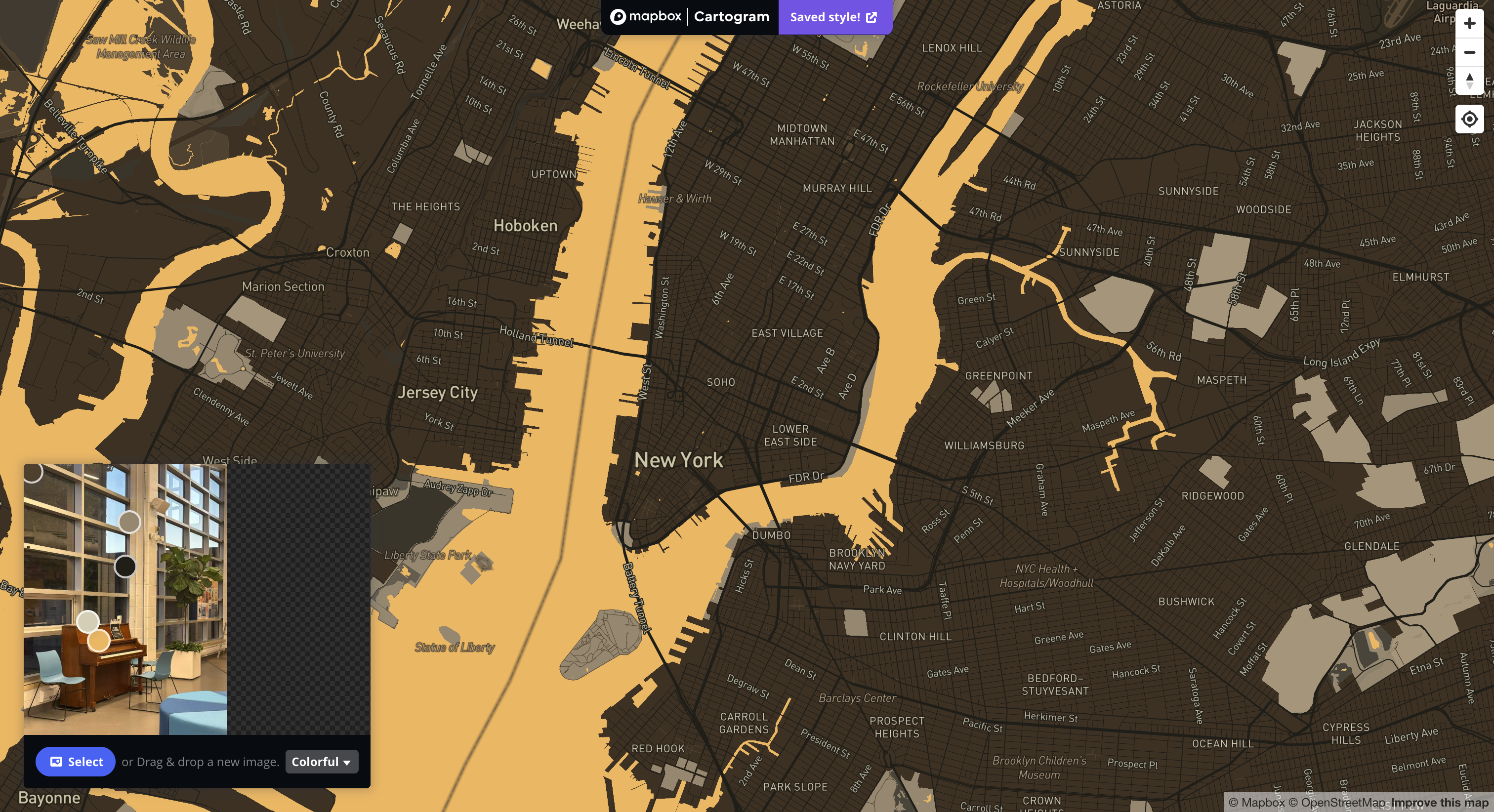 The image used is from Mapbox styling Informed by Spatial Workshop 1