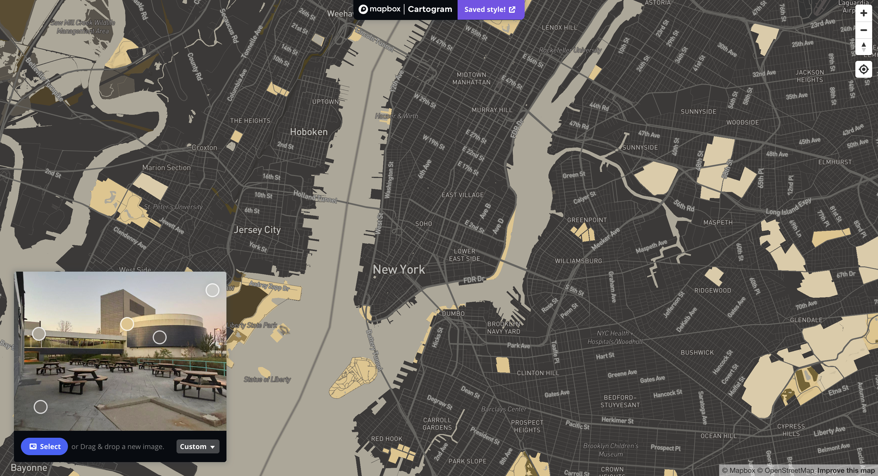 The image used is from Mapbox styling Informed by Spatial Workshop 1