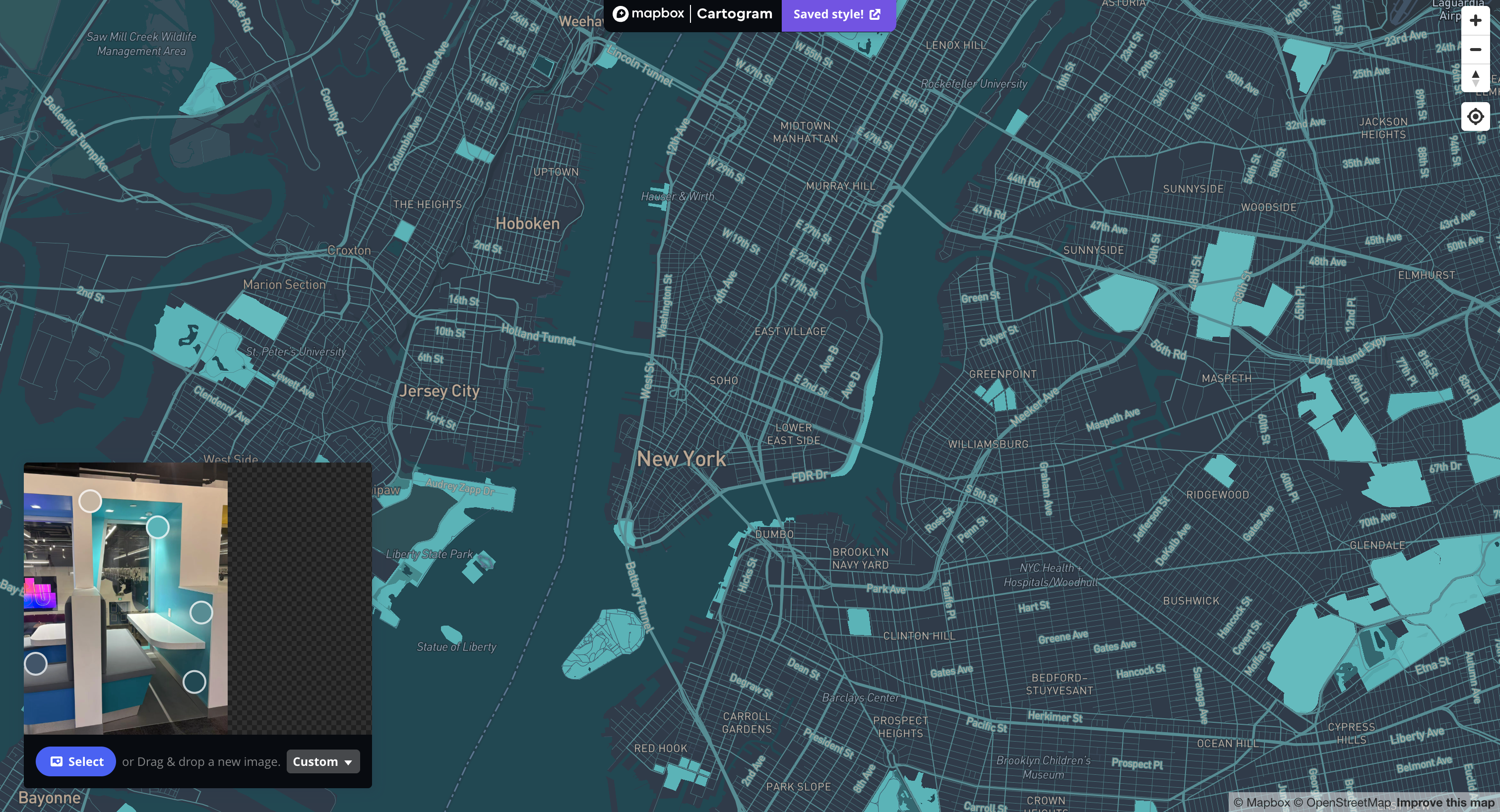 The image used is from Mapbox styling Informed by Spatial Workshop 1