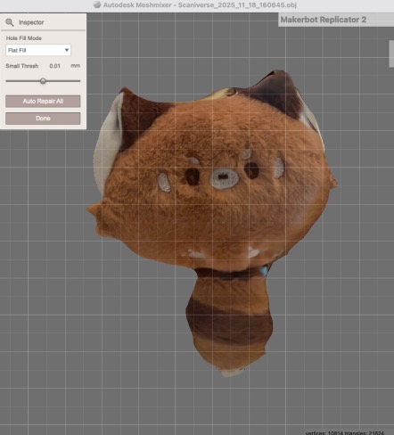 This is a demonstration of the process of modifying a 3d model using the Meshmixer software.