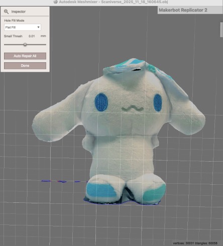 This is a demonstration of the process of modifying a 3d model using the Meshmixer software.