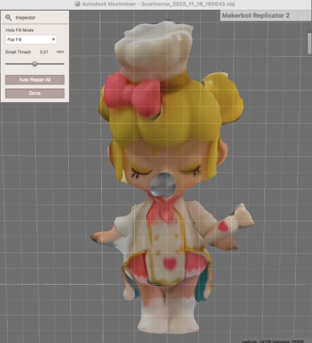 This is a demonstration of the process of modifying a 3d model using the Meshmixer software.